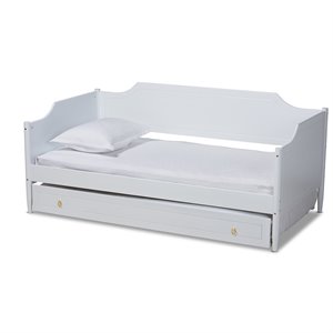baxton studio alya white finished wood twin size daybed with roll-out trundle