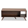 Baxton Studio Naoki Two-Tone Gray and Walnut Finished Wood 1-Drawer Coffee Table