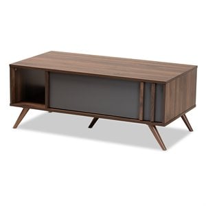 baxton studio naoki two-tone gray and walnut finished wood 1-drawer coffee table
