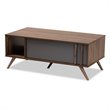Baxton Studio Naoki Two-Tone Gray and Walnut Finished Wood 1-Drawer Coffee Table