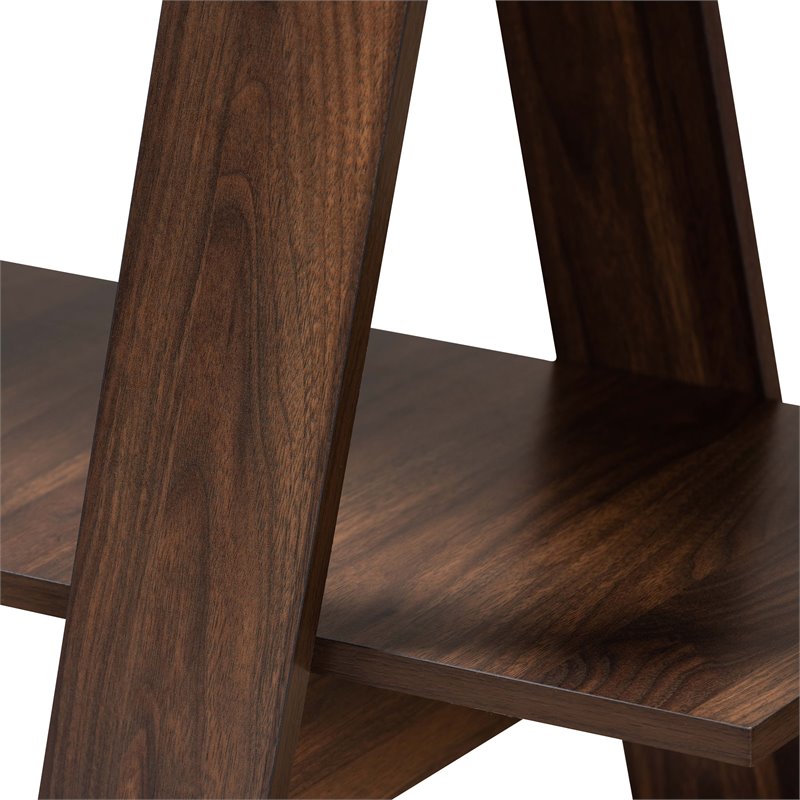 Baxton Studio Michio Walnut Brown Finished 5-Tier Wood Geometric Display Shelf