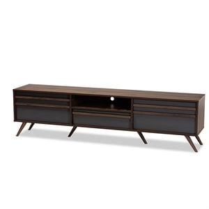 Baxton Studio Naoki Wood 60&quot TV Stand in Gray and Walnut