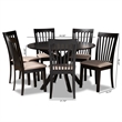 Baxton Studio Lore Sand Fabric Upholstered Wood 7-Piece Dining Set