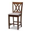 Baxton Studio Reneau Gray Upholstered Walnut Finished 5-Piece Wood Pub Set