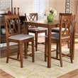 Baxton Studio Reneau Gray Upholstered Walnut Finished 5-Piece Wood Pub Set