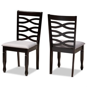 Baxton Studio Lanier Gray Fabric Espresso Finished Wood 2-Piece Dining Chair Set