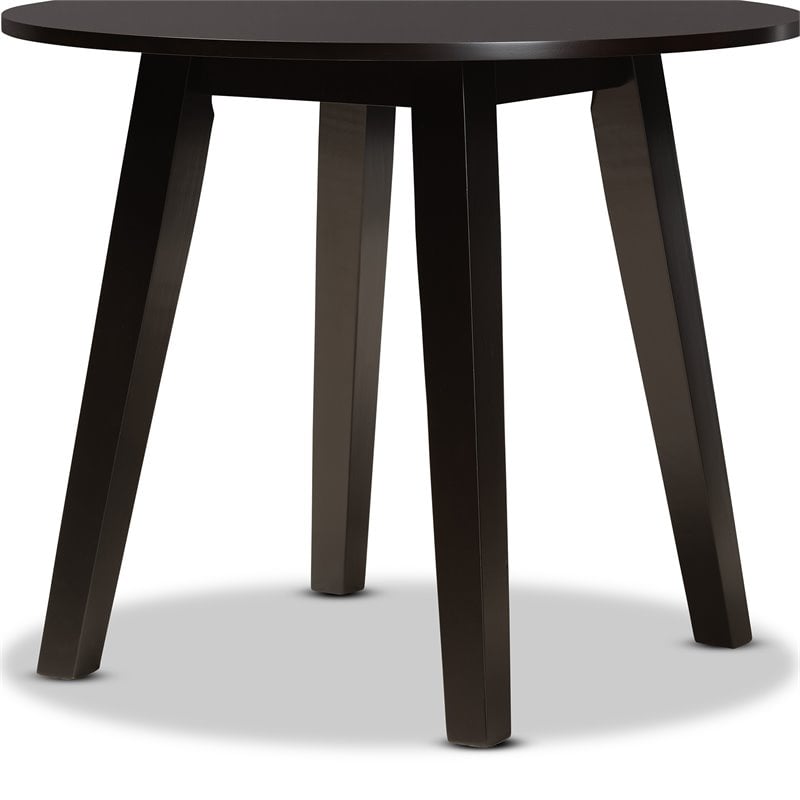 Baxton Studio Ela Dark Brown Finished 35-Inch-Wide Round Wood Dining Table