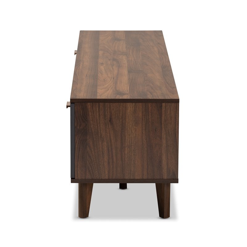 Baxton Studio Moina Two-Tone Wood TV Stand in Walnut and Gray