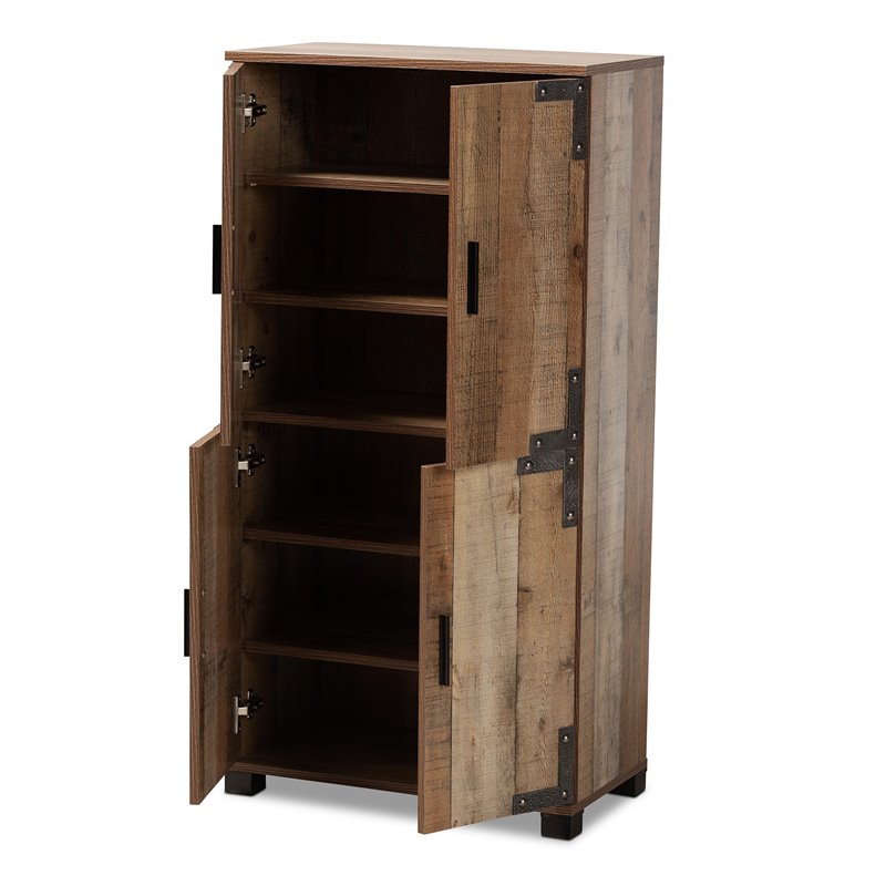 Baxton Studio Cyrille Finished Wood 4-Door Shoe Cabinet