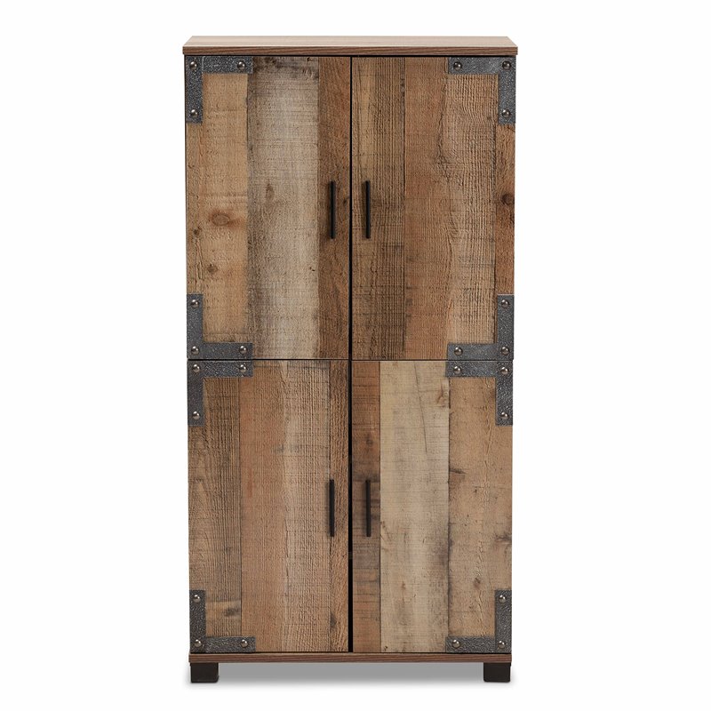 Baxton Studio Cyrille Finished Wood 4-Door Shoe Cabinet