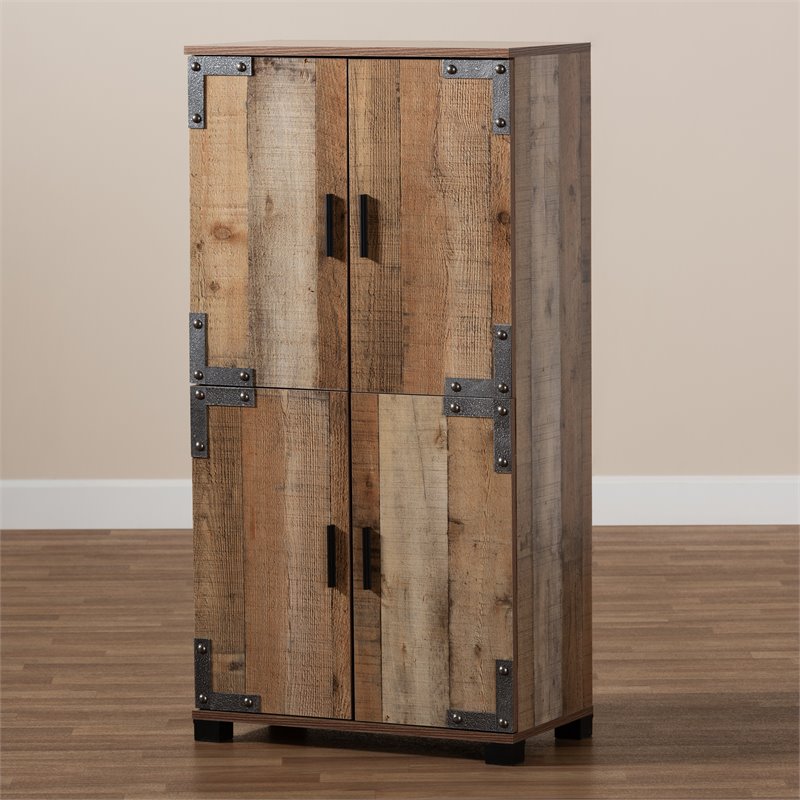 Baxton Studio Cyrille Finished Wood 4-Door Shoe Cabinet