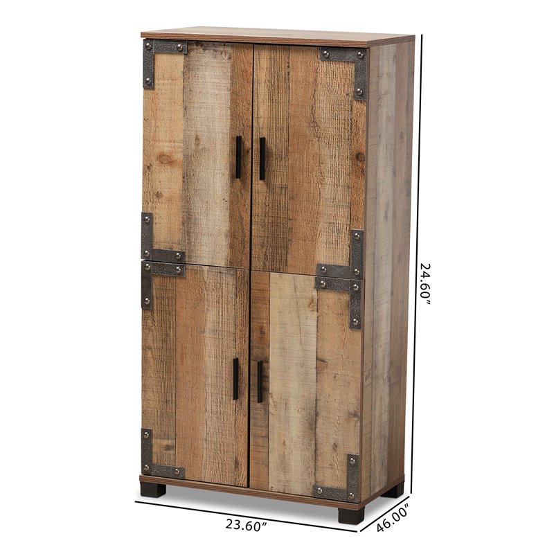 Baxton Studio Cyrille Finished Wood 4-Door Shoe Cabinet