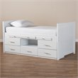 Baxton Studio Mirza White Finished Wood Twin Size Storage Bed with Pull-Out Desk