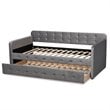 Baxton Studio Jona Gray Velvet Upholstered Twin Size Daybed with Trundle
