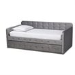 Baxton Studio Jona Gray Velvet Upholstered Twin Size Daybed with Trundle