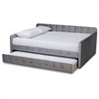 Baxton Studio Jona Gray Velvet Upholstered Full Size Daybed with Trundle