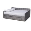 Baxton Studio Jona Gray Velvet Upholstered Full Size Daybed with Trundle