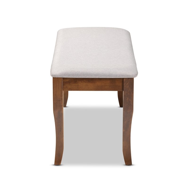 Baxton Studio Cornelie Grey Fabric Upholstered and Walnut Wood Dining Bench