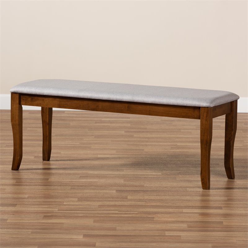 Baxton Studio Cornelie Grey Fabric Upholstered and Walnut Wood Dining Bench