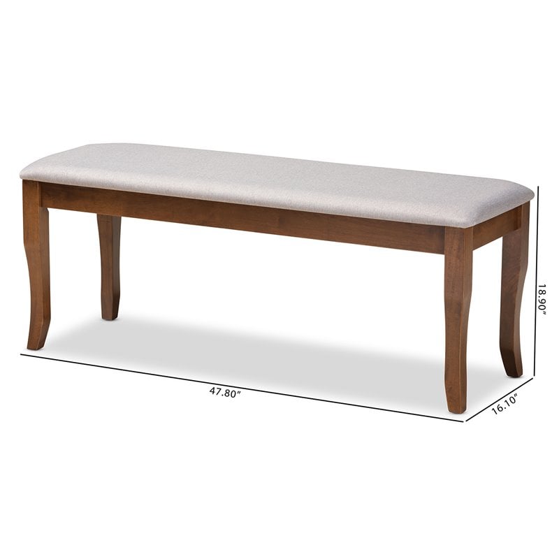 Baxton Studio Cornelie Grey Fabric Upholstered and Walnut Wood Dining Bench