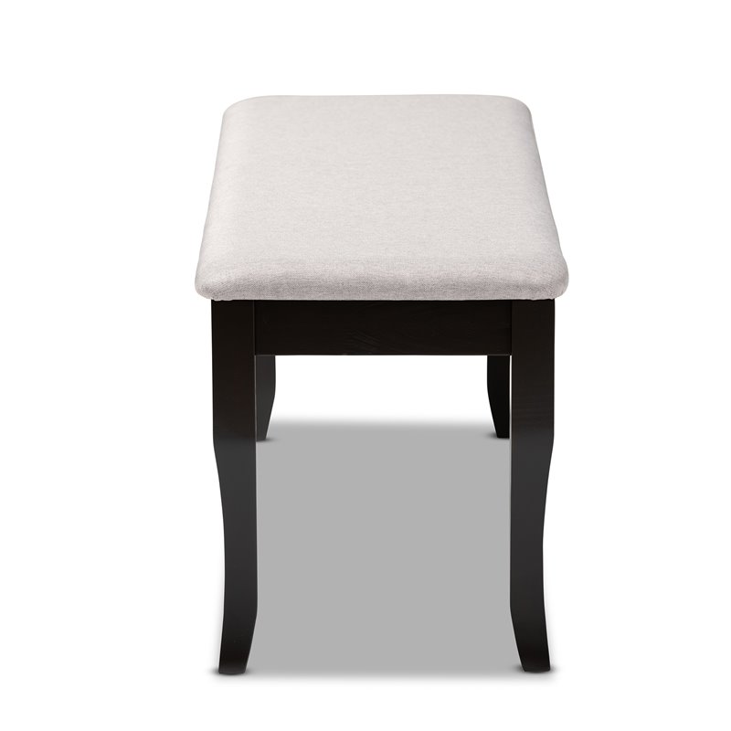 Baxton Studio Cornelie Gray Fabric and Dark Brown Finished Wood Dining Bench