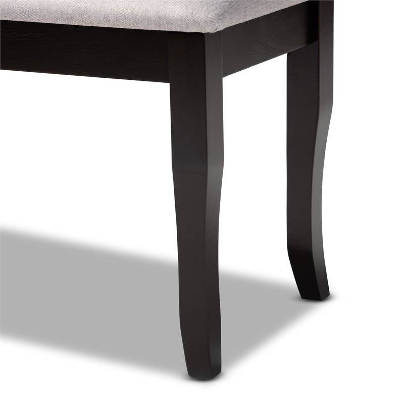 Baxton Studio Cornelie Gray Fabric and Dark Brown Finished Wood Dining Bench