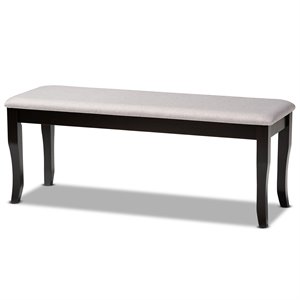 Baxton Studio Cornelie Gray Fabric and Dark Brown Finished Wood Dining Bench