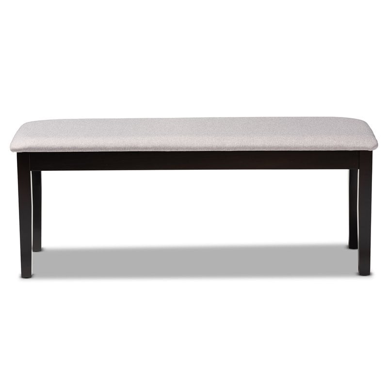 Baxton Studio Teresa Gray Fabric and Dark Brown Finished Wood Dining Bench