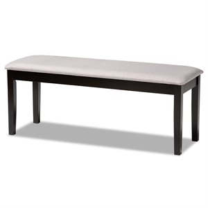 baxton studio teresa gray fabric and dark brown finished wood dining bench