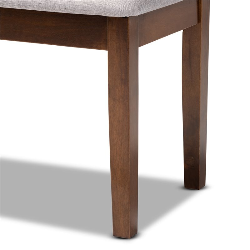Baxton Studio Teresa Gray Fabric and Walnut Finished Wood Dining Bench