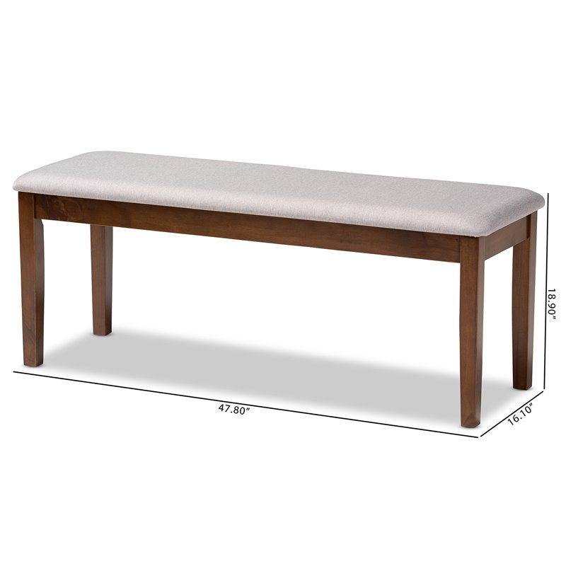 Baxton Studio Teresa Gray Fabric and Walnut Finished Wood Dining Bench