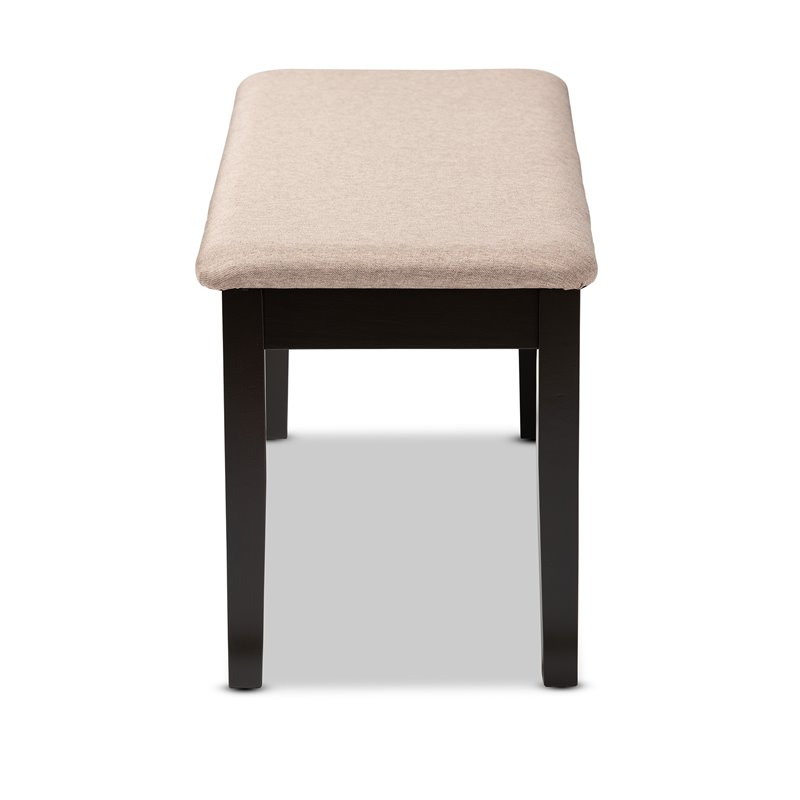 Baxton Studio Teresa Sand Fabric and Dark Brown Finished Wood Dining Bench