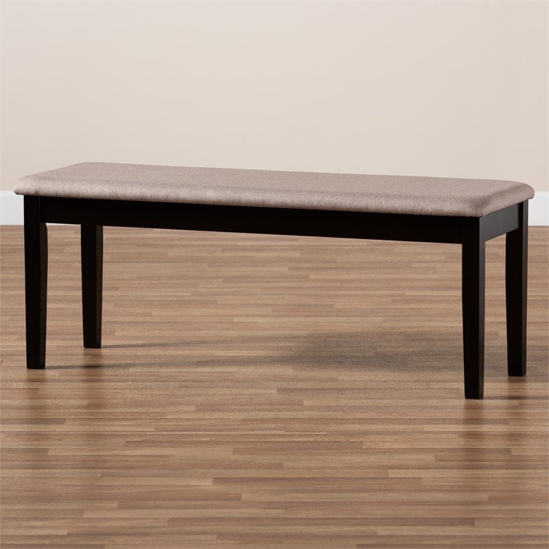 Baxton Studio Teresa Sand Fabric and Dark Brown Finished Wood Dining Bench