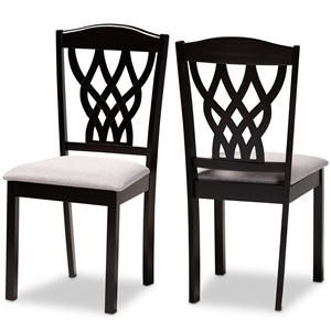 Baxton Studio Grey and Brown Finished Wood 2-Piece Dining Chair Set