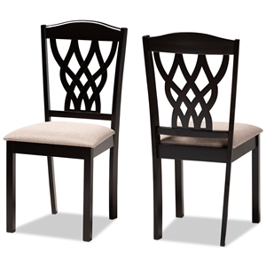 Baxton Studio Upholstered and Brown Finished Wood 2-Piece Dining Chair Set