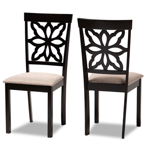 Baxton Studio Upholstered and Brown Finished Wood 2-Piece Dining Chair Set