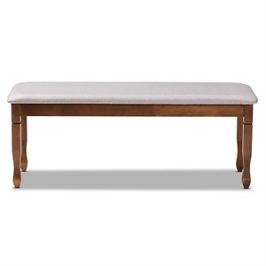 baxton studio grey upholstered and walnut brown finished wood dining bench