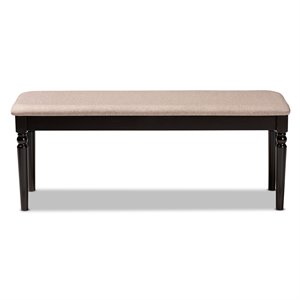 Baxton Studio Upholstered and Brown Finished Wood Dining Bench