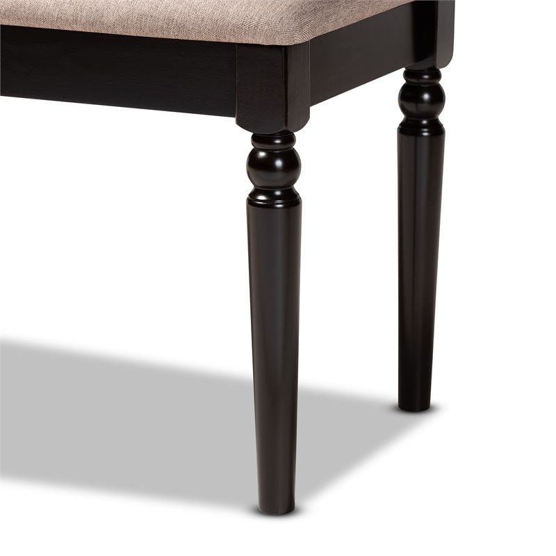 Baxton Studio Upholstered and Brown Finished Wood Dining Bench