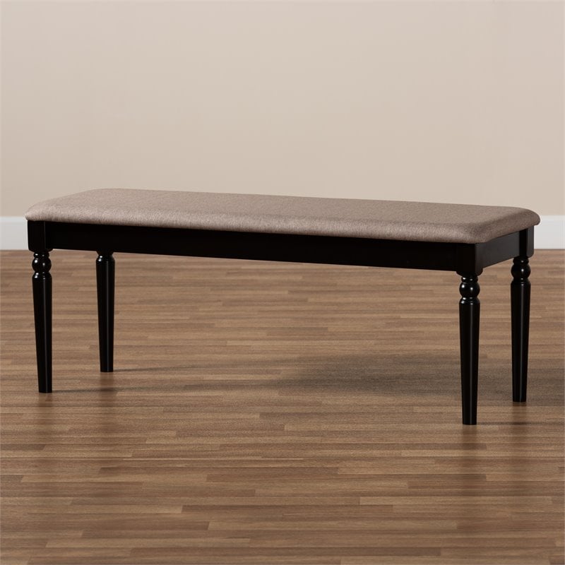 Baxton Studio Upholstered and Brown Finished Wood Dining Bench