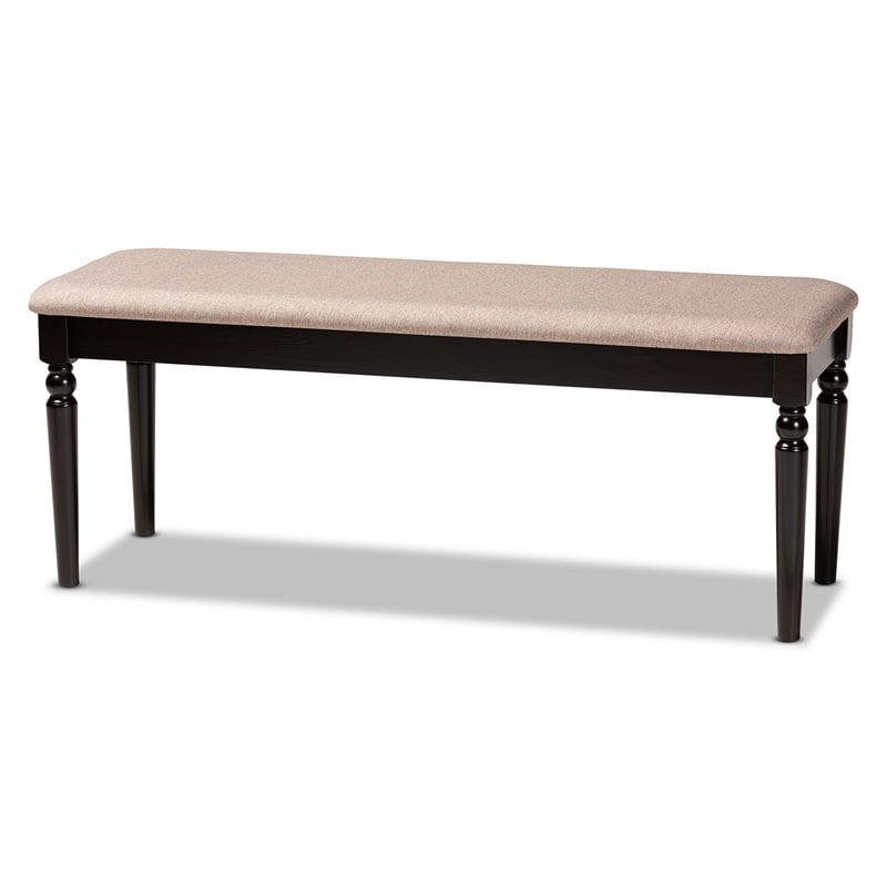 Baxton Studio Upholstered and Brown Finished Wood Dining Bench