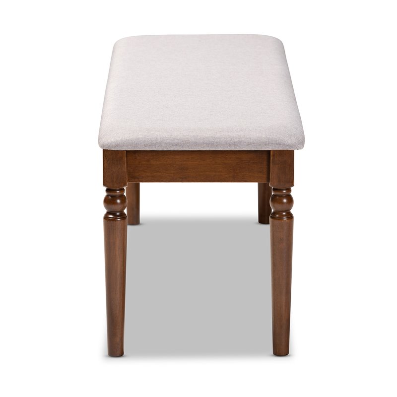 Baxton Studio Grey Upholstered and Walnut Brown Finished Wood Dining Bench
