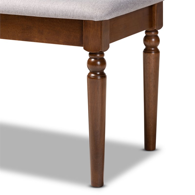 Baxton Studio Grey Upholstered and Walnut Brown Finished Wood Dining Bench