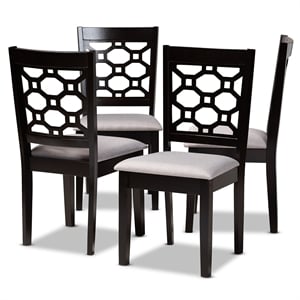 Baxton Studio Peter Grey and  Brown Finished Wood 4-Piece Dining Chair Set