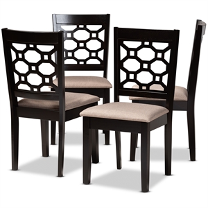 Baxton Studio Upholstered and Brown Finished Wood 4-Piece Dining Chair Set