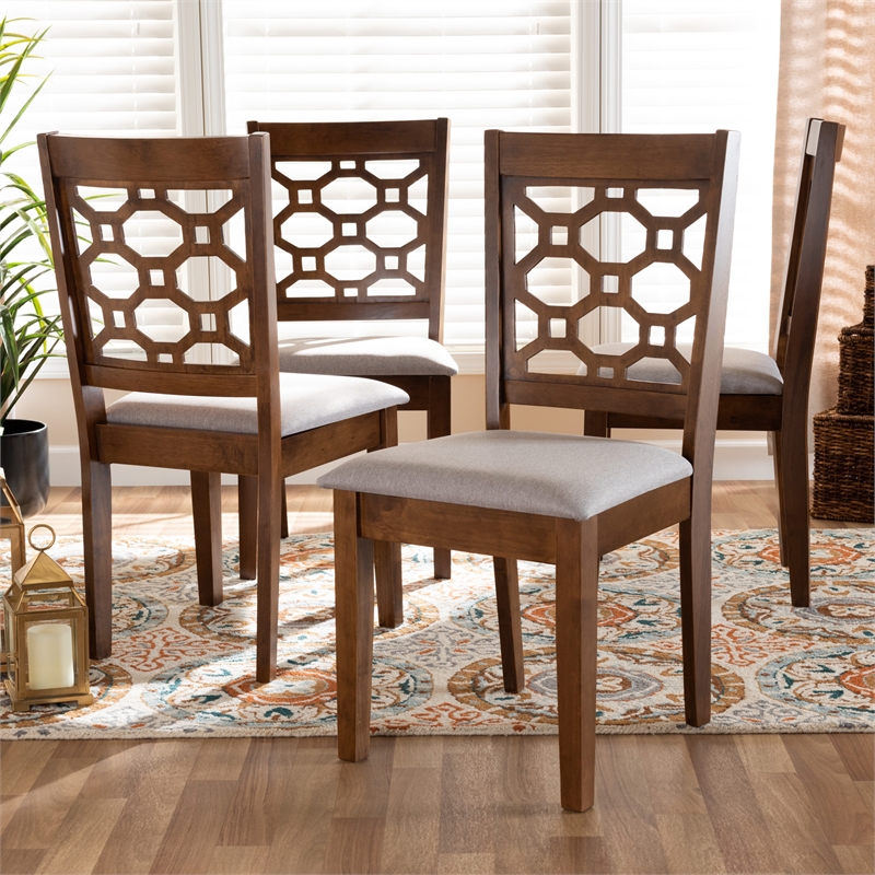 Baxton Studio Grey and Brown Finished Wood 4-Piece Dining Chair Set