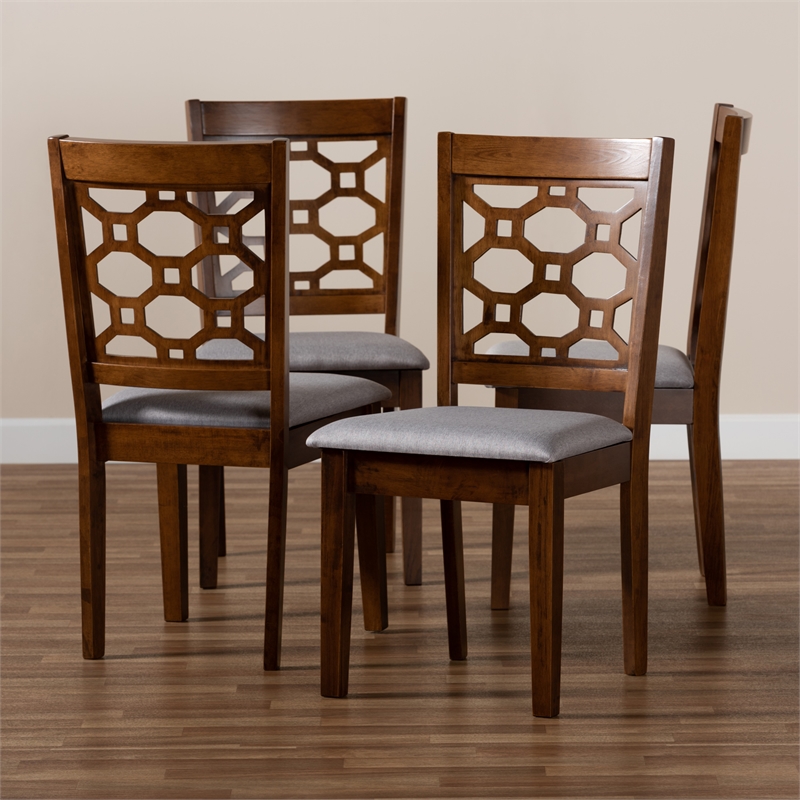 Baxton Studio Grey and Brown Finished Wood 4-Piece Dining Chair Set