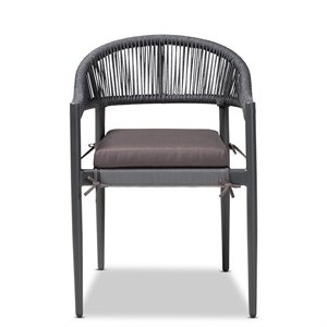 baxton studio modern grey finished rope and metal outdoor dining chair