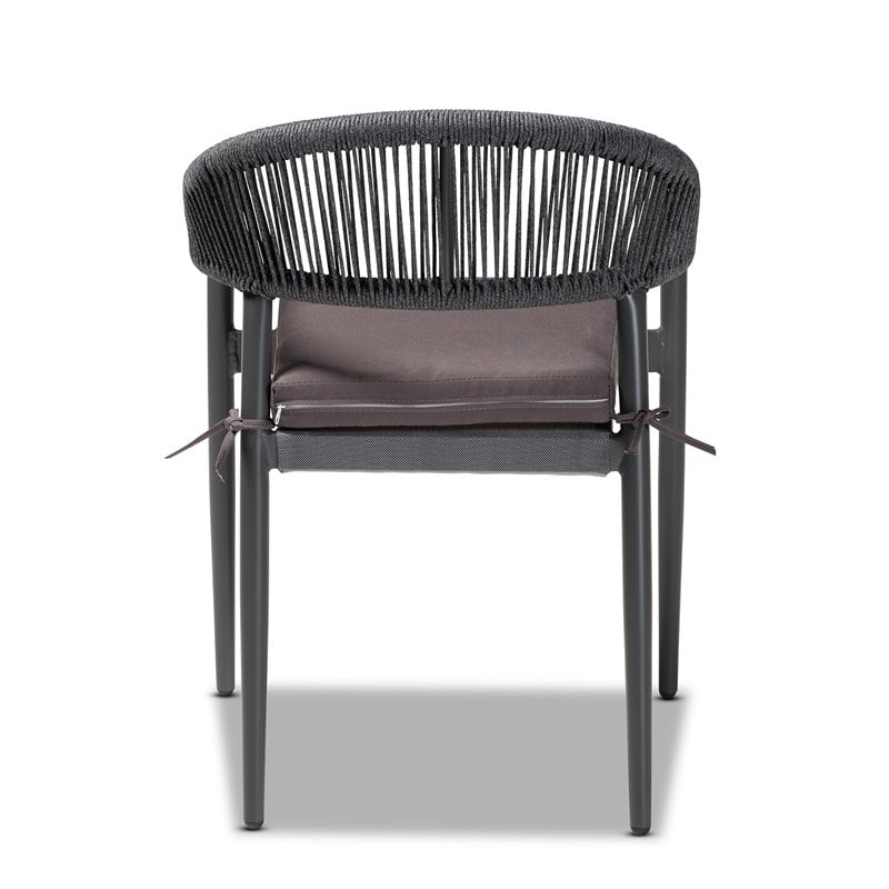 Baxton Studio Modern Grey Finished Rope and Metal Outdoor Dining Chair