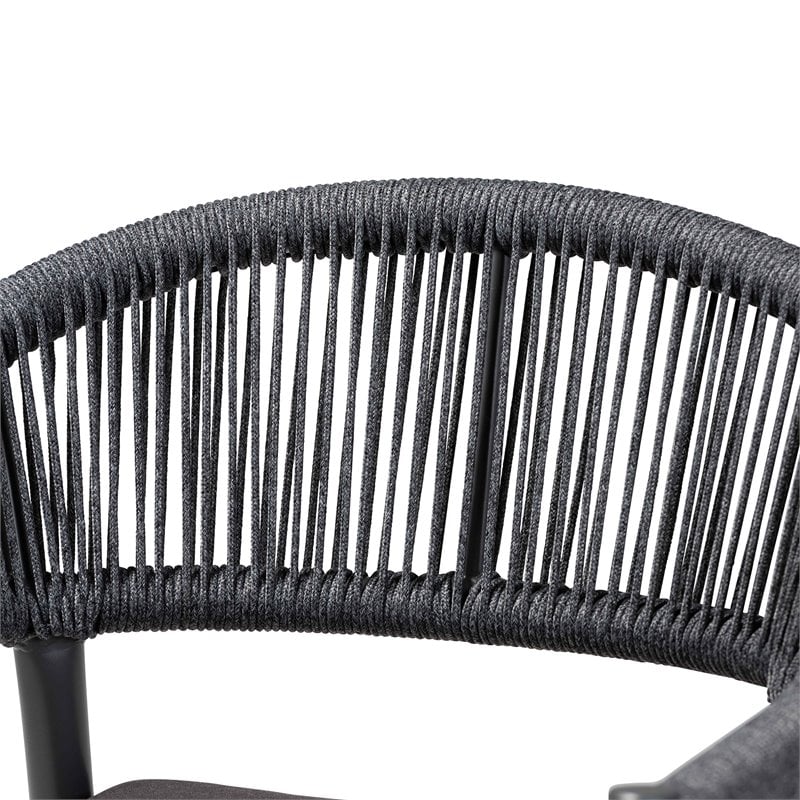 Baxton Studio Modern Grey Finished Rope and Metal Outdoor Dining Chair